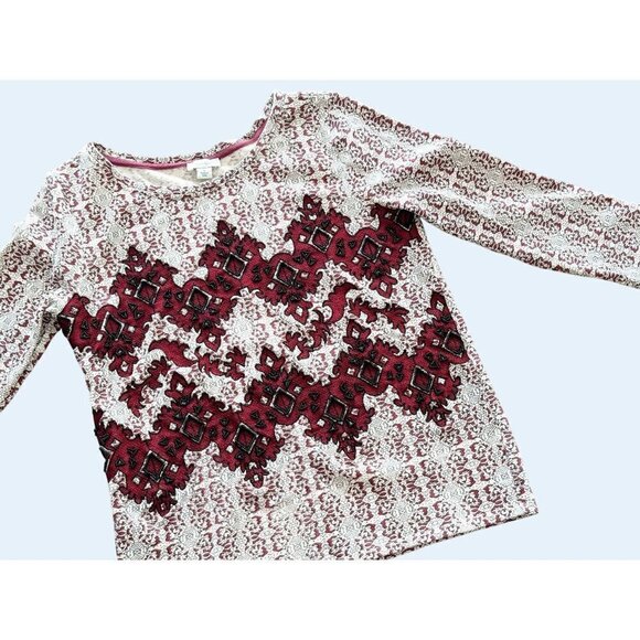 SUNDANCE Neva Tapestry Beaded French Terry Pullover Top Sz Small - Picture 2 of 8